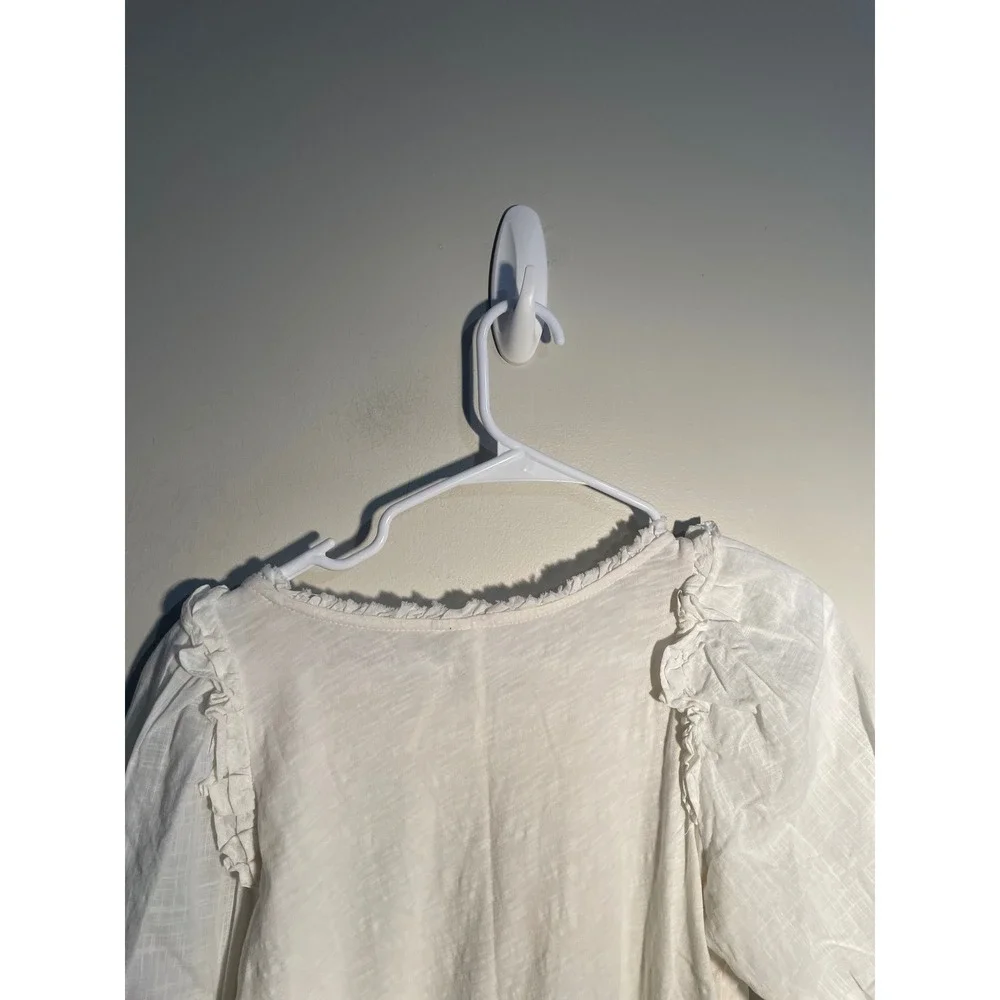 Anthropologie Keri‎ Smocked Top in White Size XS Peasant Cottagecore Feminine